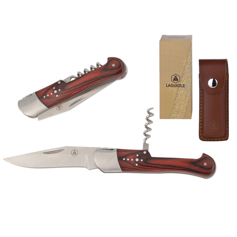 Coltello pieghevole Laguiole Corkscrew con fodero