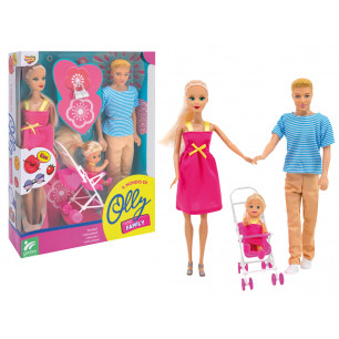 Set fashion doll famiglia con passeggino e accessori