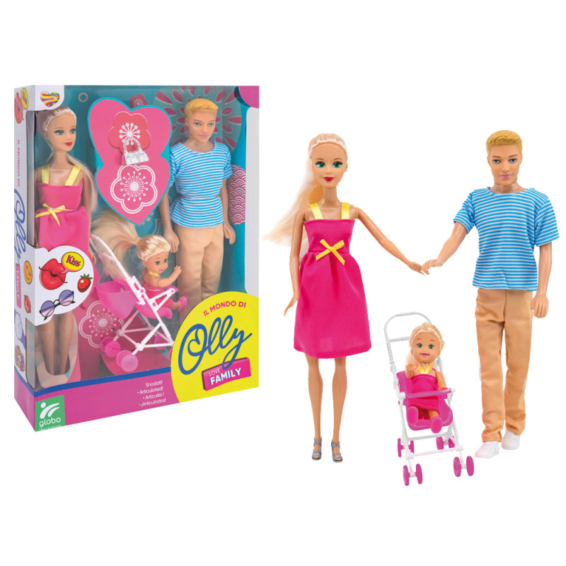 Set fashion doll famiglia con passeggino e accessori