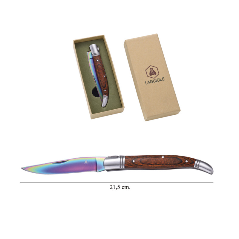 Coltello pieghevole Laguiole con manico marrone