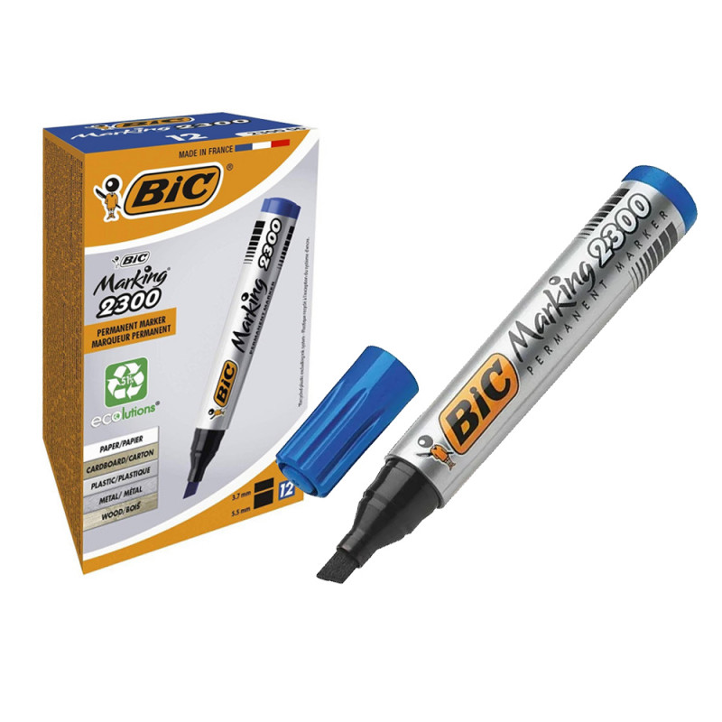 Marker Bic Permanent blu Punta scalpello