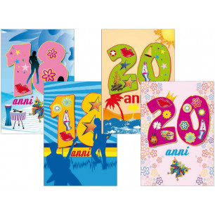 Biglietti compleanno Flowers 18/20 anni con foil