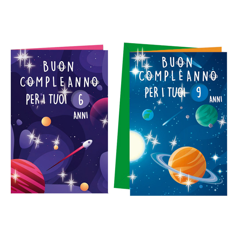 Biglietti Compleanno spaziale con rotella