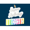 Candelina Happy Birthday color argento con glitter cm. 9x9