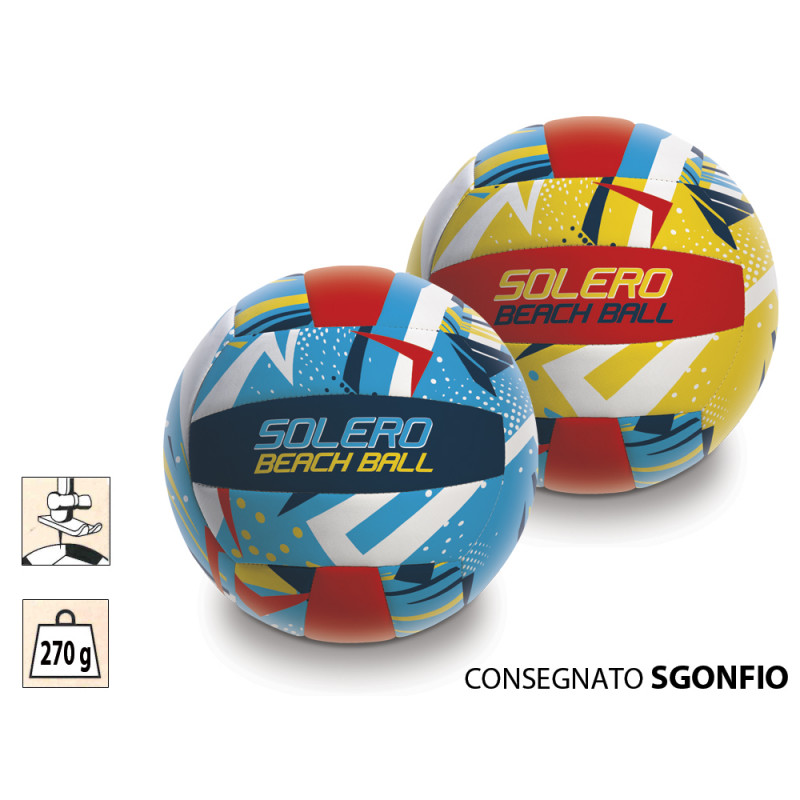 Palla Beach Volley Solero size 5 cucito 270 g 2 colori SGONFIO