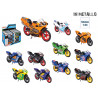 Moto da strada in metallo scala 1:24 a ruote libere display 18 pz