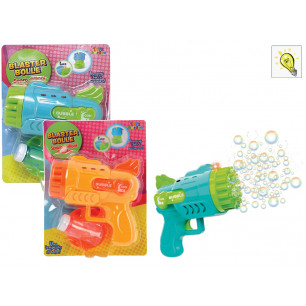 Pistola sparabolle a 29 fori a batterie con luce e ricarica 60 ml 2 ass.ti