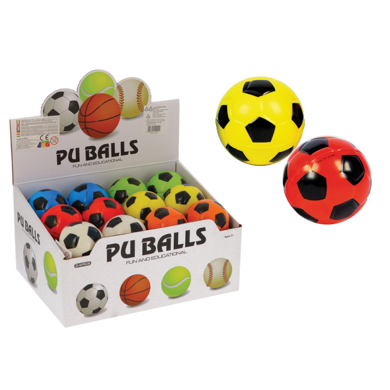 Palla football antistress cm. 6 display 24 pz