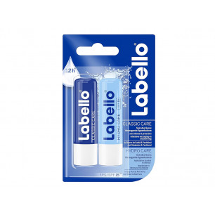 Labello stick labbra Classico e  Hydro Care blister da 2 pz