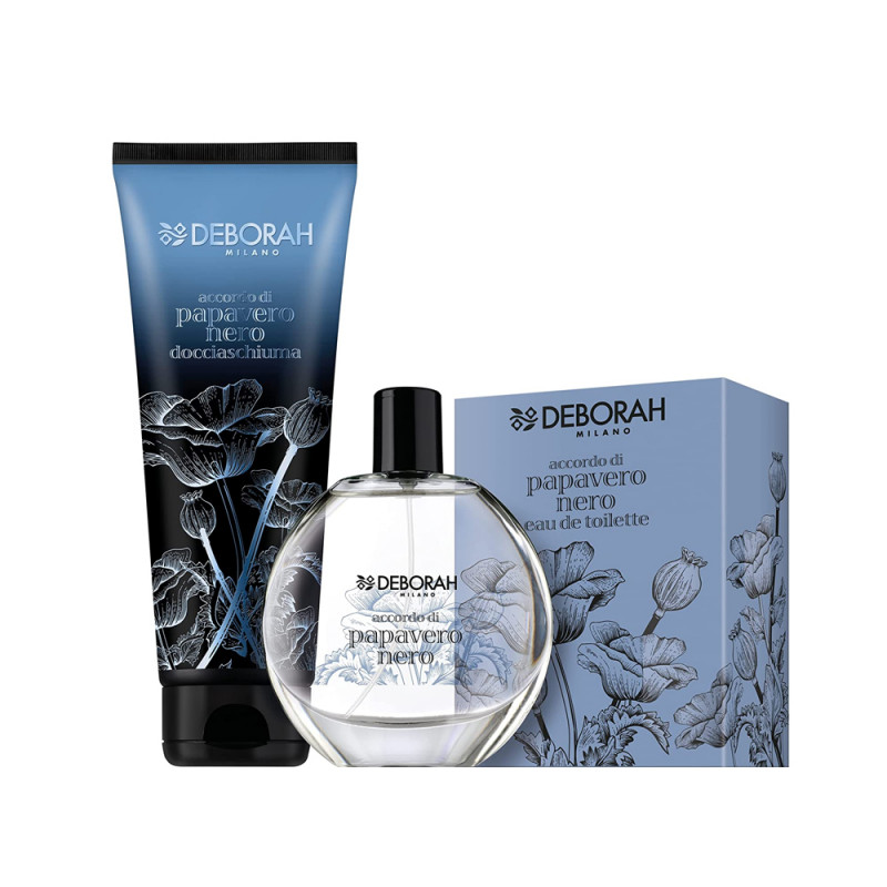 Set Regalo Deborah Papavero nero con 1 Eau de toilette 100ml e 1 doccia schiuma 250 ml