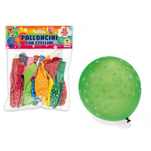 Palloncini colorati cm. 30 con stelline busta da 20 pz