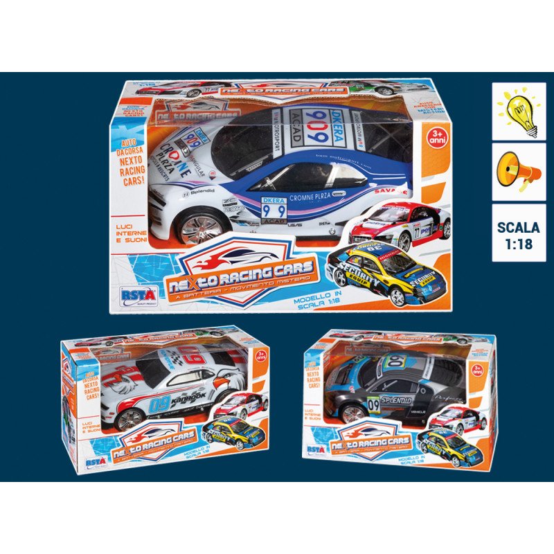 Auto Nexto Racing scala 1:18 con luci interne e suoni 3 ass.ti