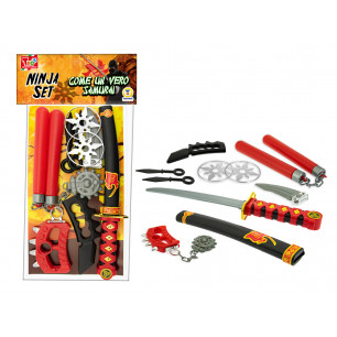 Set ninja giocattolo con katana e acc.ri