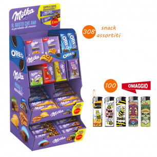 Offerta espositore Milka da 308 pz con omaggio 100 accendini piezo