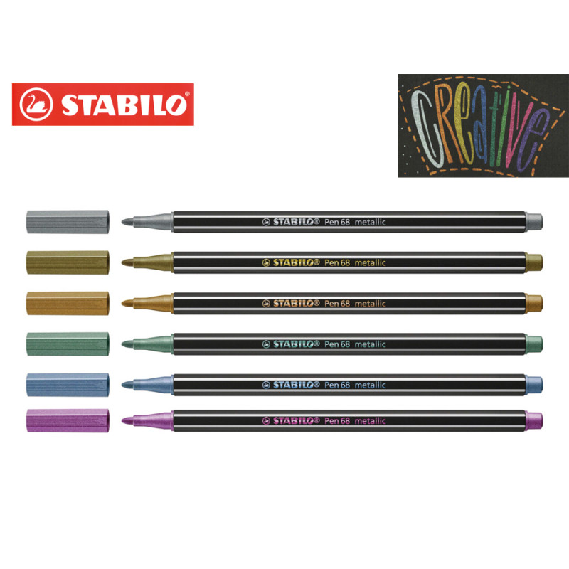 Penna Stabilo Point 68 colori metallici busta da 6 colori  pz