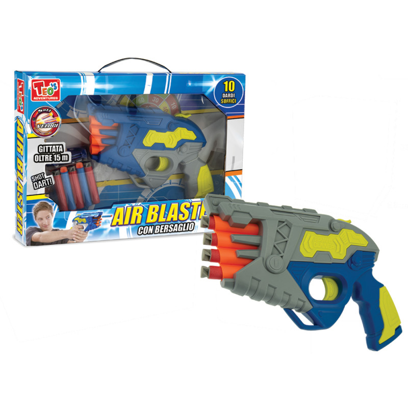 Set pistola air blaster con 10 dardi soffici