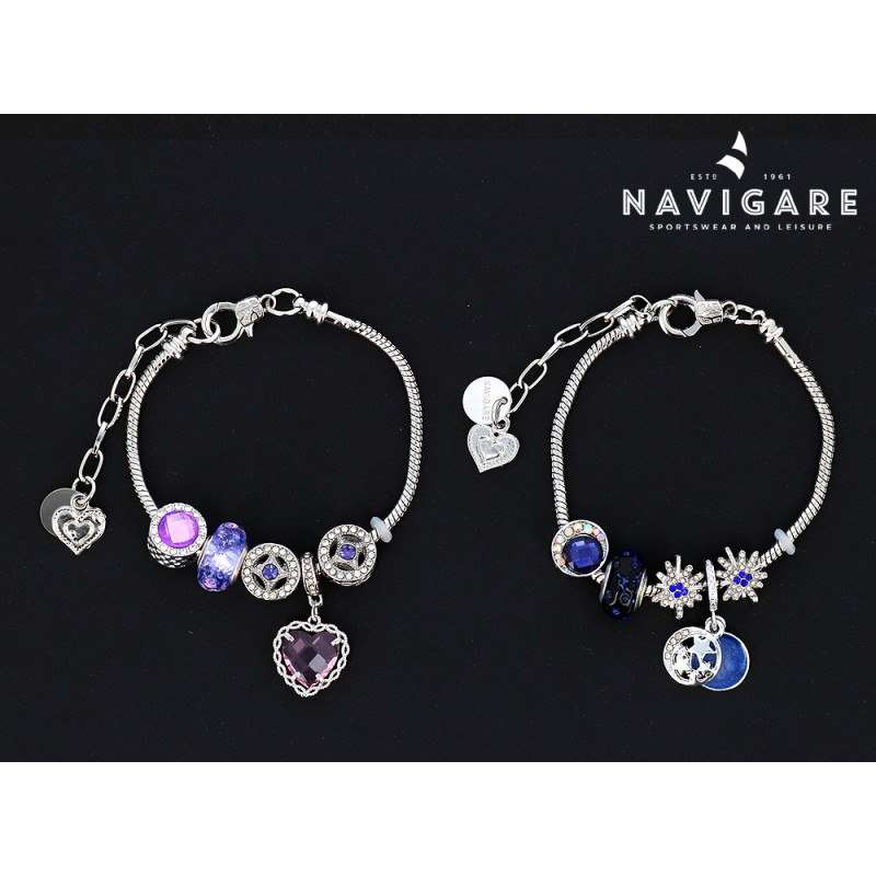 Bracciale Navigare Donna charms e ciondoli rosa e neri