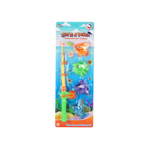 Blister pesca dei pesci magnetica con 1 canna e 4 pesci