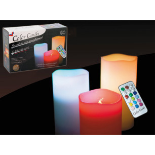 Set 3 candele Color a batterie con telecomando