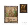 Quadro in legno da appoggiare con scenario Merry Xmas e con luci