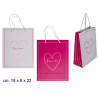 Borsa plastificata bianca e rosa con scritta Love cm. 18 x 8 x 23