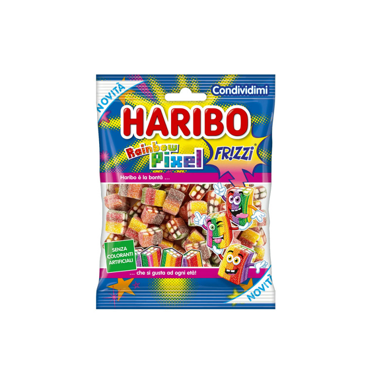 Caramelle Haribo Rainbow Pixel frizzy busta da 80g