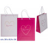 Borsa plastificata bianca e rosa con scritta Love cm. 25 x 8,5 x 34