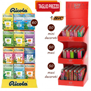 Offerta Espositore Ricola da 60 e Espositore accendini Bic da 150