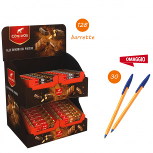 Offerta espositore Cote d'Or da 128 pz con omaggio 30 biro Bic