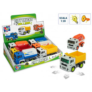 Mezzi city trucks con movimento mistero display 6 pz