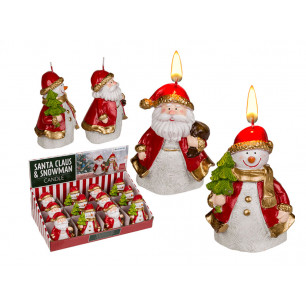 Candela Babbo natale e Pupazzo di neve cm 9,5