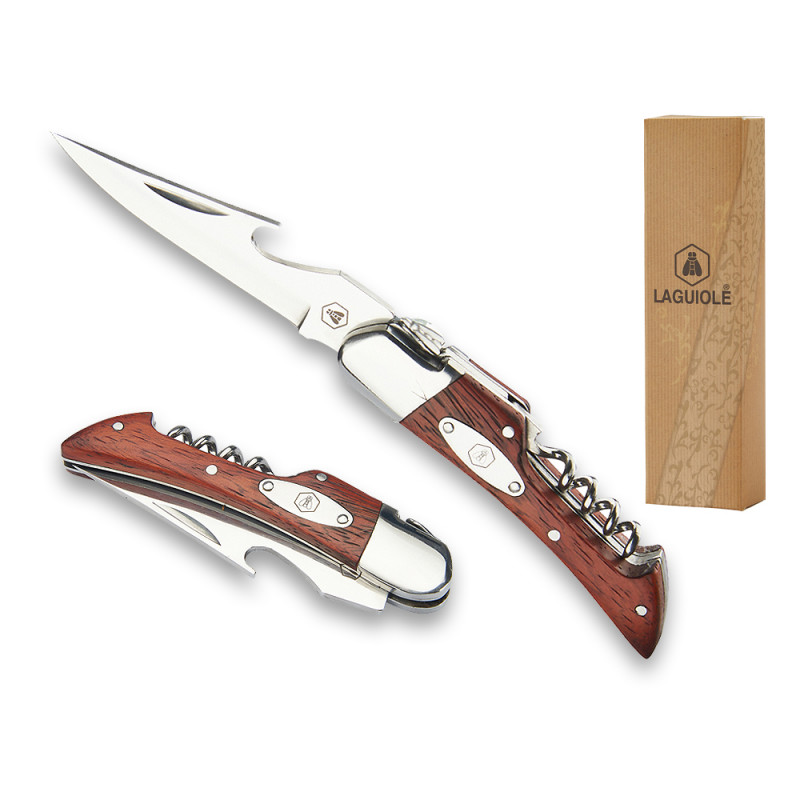 Coltello pieghevole Laguiole in palissandro con cavatappi