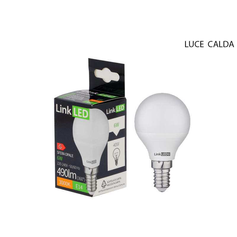 Lampadina LED LinkLED Sfera 6 Watt E 14 luce calda