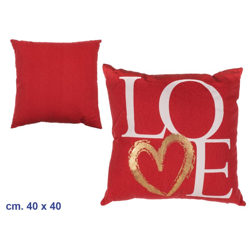 Cuscino rosso con scritta Love cm. 40 x 40