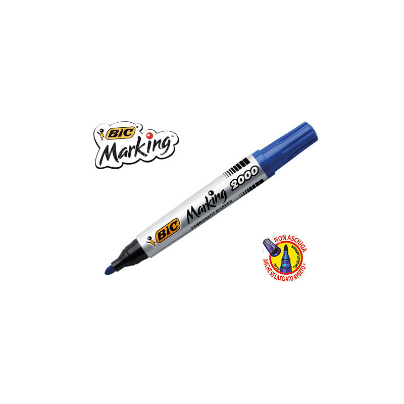 Marker Bic Permanent blu Punta Tonda