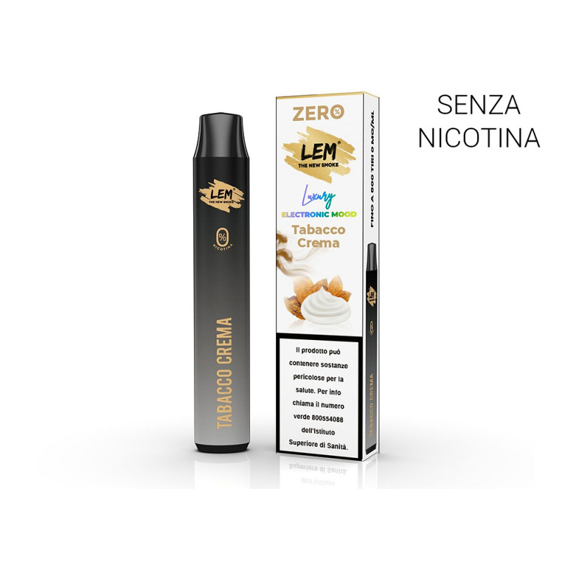 Sigaretta elettronica usa e getta LEM TABACCO CREMA senza nicotina 2 ml