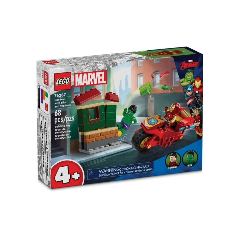 Lego Marvel Iron Man con moto e The Hulk