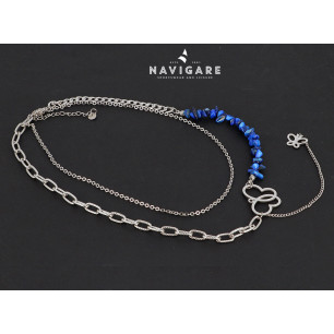 Collana Navigare con pietre blu e ciondolo farfalla