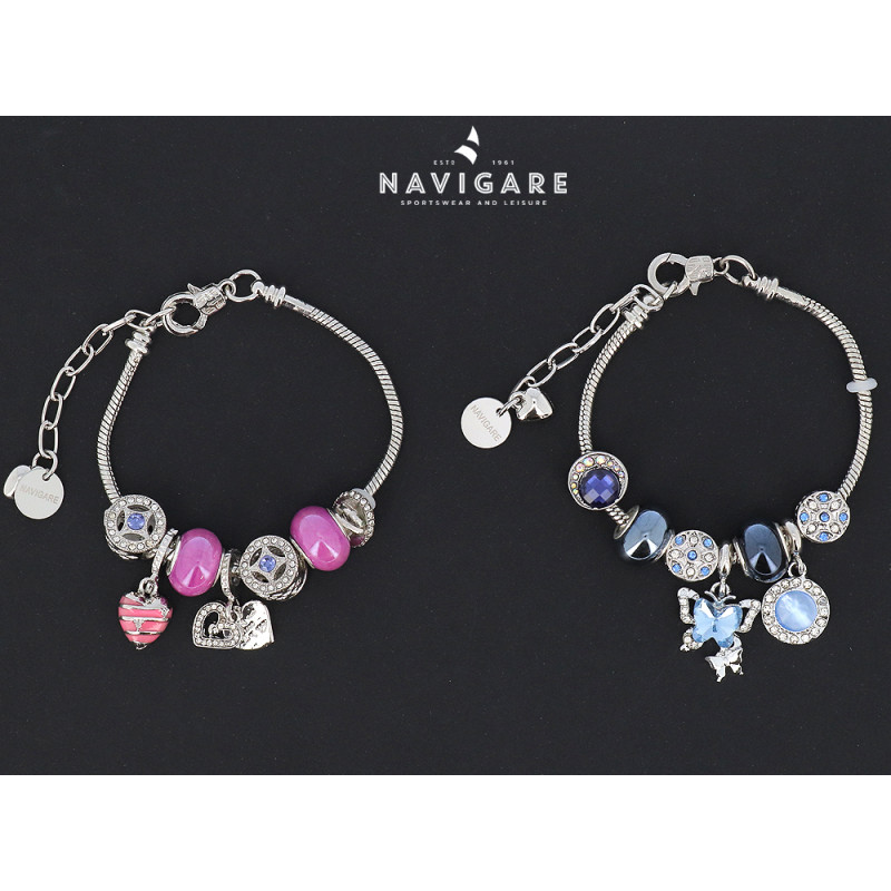 Bracciale Navigare Donna charms e ciondoli blu e viola