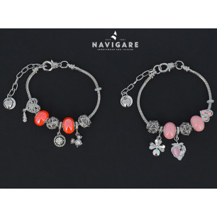 Bracciale Navigare Donna charms e ciondoli arancio e rosa