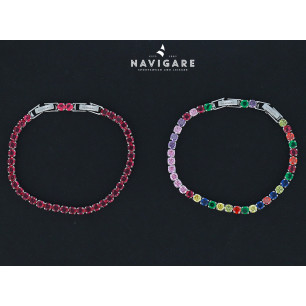 Bracciale Navigare Donna tennis con cristalli rossi e multicolor