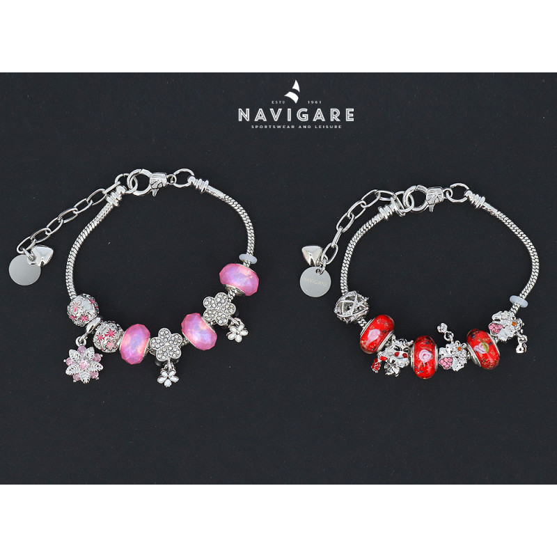 Bracciale Navigare Donna charms e ciondoli rosa e rossi