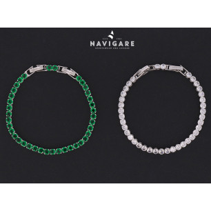 Bracciale Navigare Donna tennis con cristalli bianchi e verdi