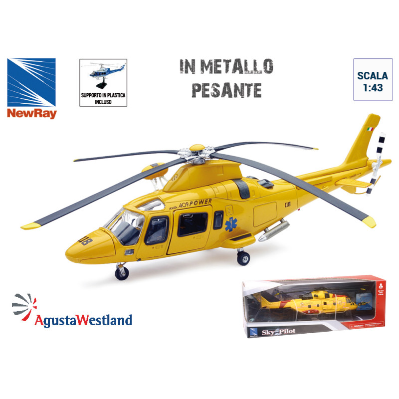 Modellino elicottero AgustaWestland AW109 pronto intervento 118 scala 1:43 die cast