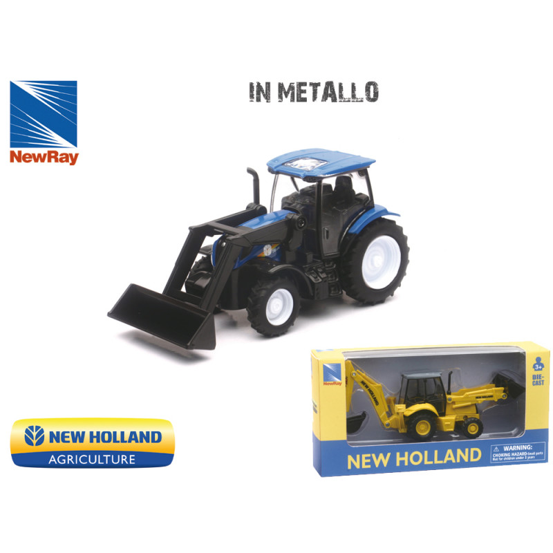 Modellino mini trattore New Holland T6 con pala die cast