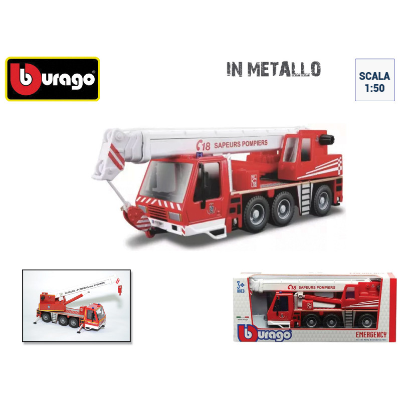 Modellino Bburago gru telescopica Drehleiter Wagen Vigili del Fuoco scala 1:50