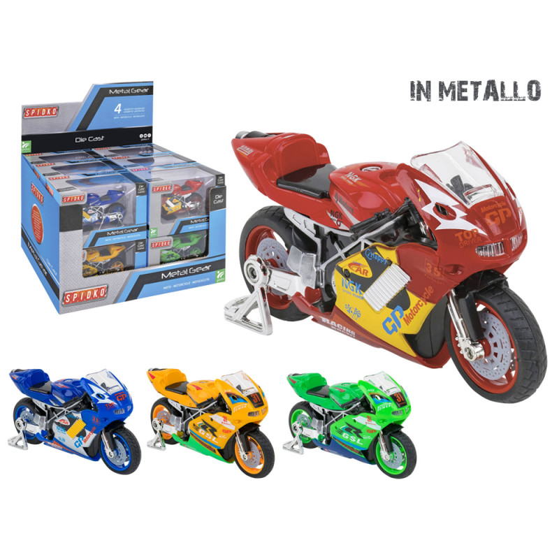 Modellini moto da strada die cast display 12 pz 4 colori