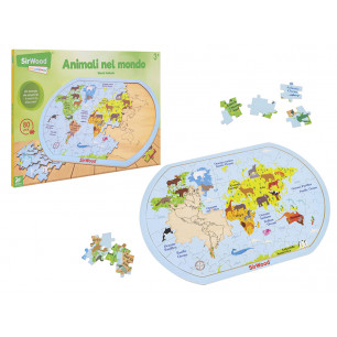 Puzzle animali del mondo in legno