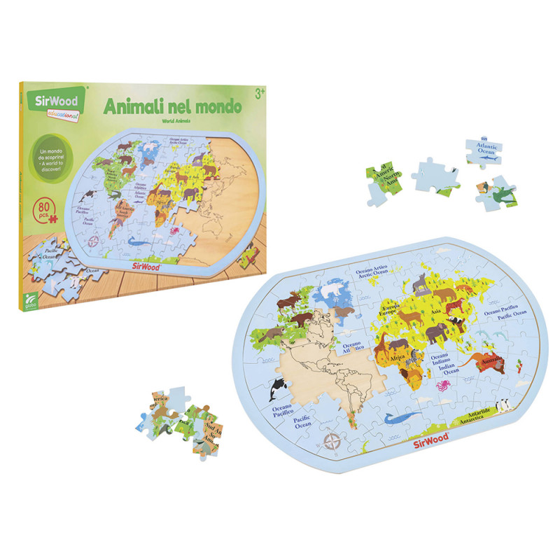 Puzzle animali del mondo in legno