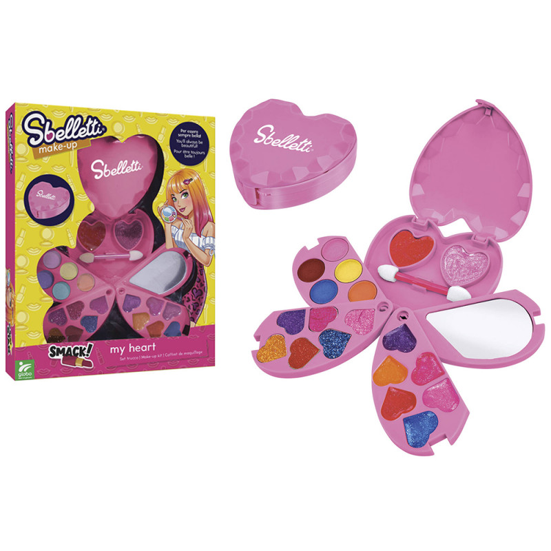 Trousse trucchi giocattolo a forma di cuore con specchio 3 livelli